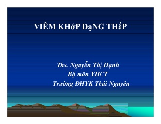Bài giảng Y học cổ truyền - Viêm khớp dạng thấp