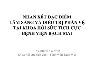 Nhận xét đặc điểm lâm sàng và điều trị phản vệ tại khoa Hồi sức tích cực bệnh viện Bạch mai