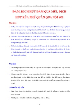 Bài giảng Đàm, dịch hút đàm qua mũi, dịch hút rửa phế quản qua nội soi