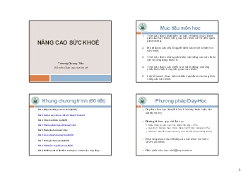 Bài giảng Nâng cao sức khoẻ - Bài 1: Nhập môn Nâng cao sức khỏe (NCSK)