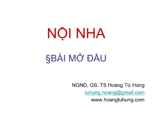 Bài giảng Nội nha - Bài mở đầu