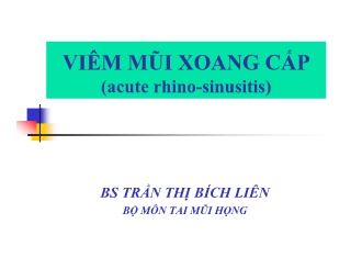 Bài giảng Tai mũi họng - Viêm mũi xoang cấp