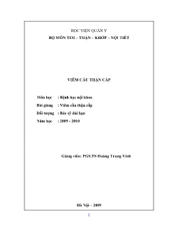 Bài giảng Viêm cầu thận cấp